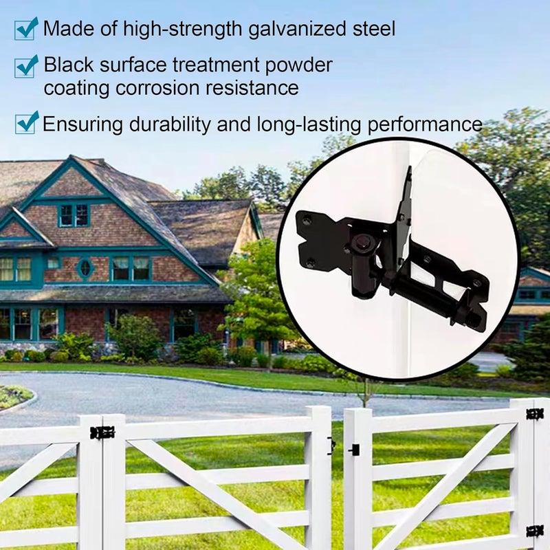 CMOOD Self Locking Gate Latch and Gate Hinges Set Heavy Duty Hardware Hinges for Vinyl and Wood Fence with Installation Screws and Swing Adjuster Tool Heavy Duty 1 Gate Latch 2 Gate Hinge - Image 5